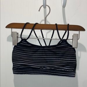 Lululemon Black and White Striped Sports Bra